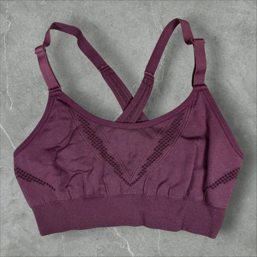 All In Motion Womens Maroon Adjustable Gym Workout Sports Bra - XS